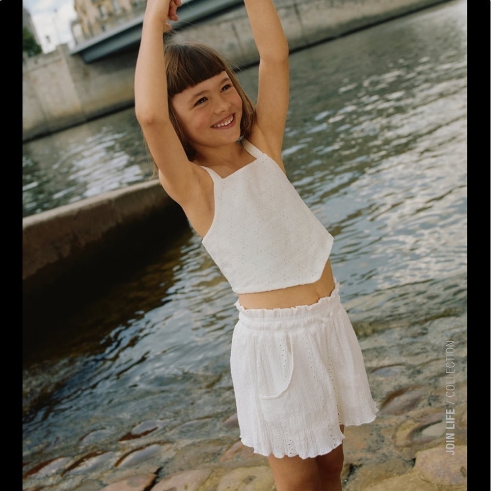Zara White Top Girls 14 NWT